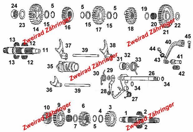 Getriebe Aprilia 5-Gang (Rotax 350-600)